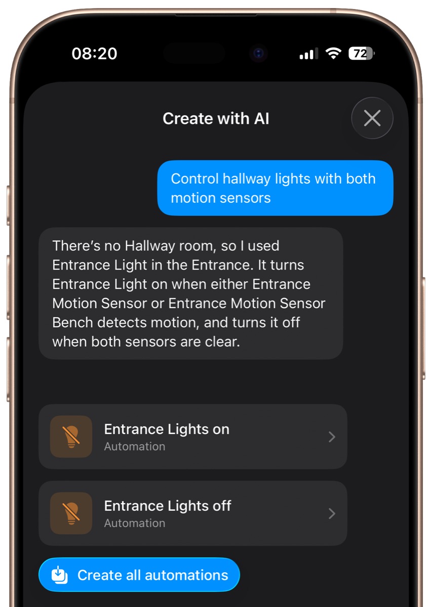 Controller AI adjusts an existing automation from a description