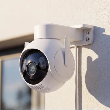 SwitchBot Outdoor Pan & Tilt Cam 3K mounted on a house wall