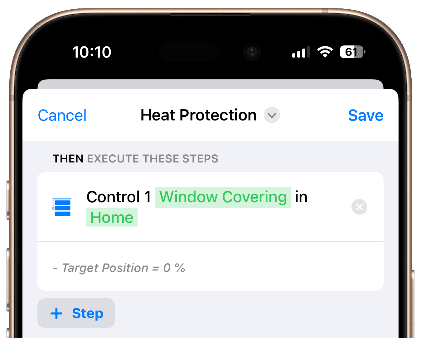 Control accessory types step for window coverings