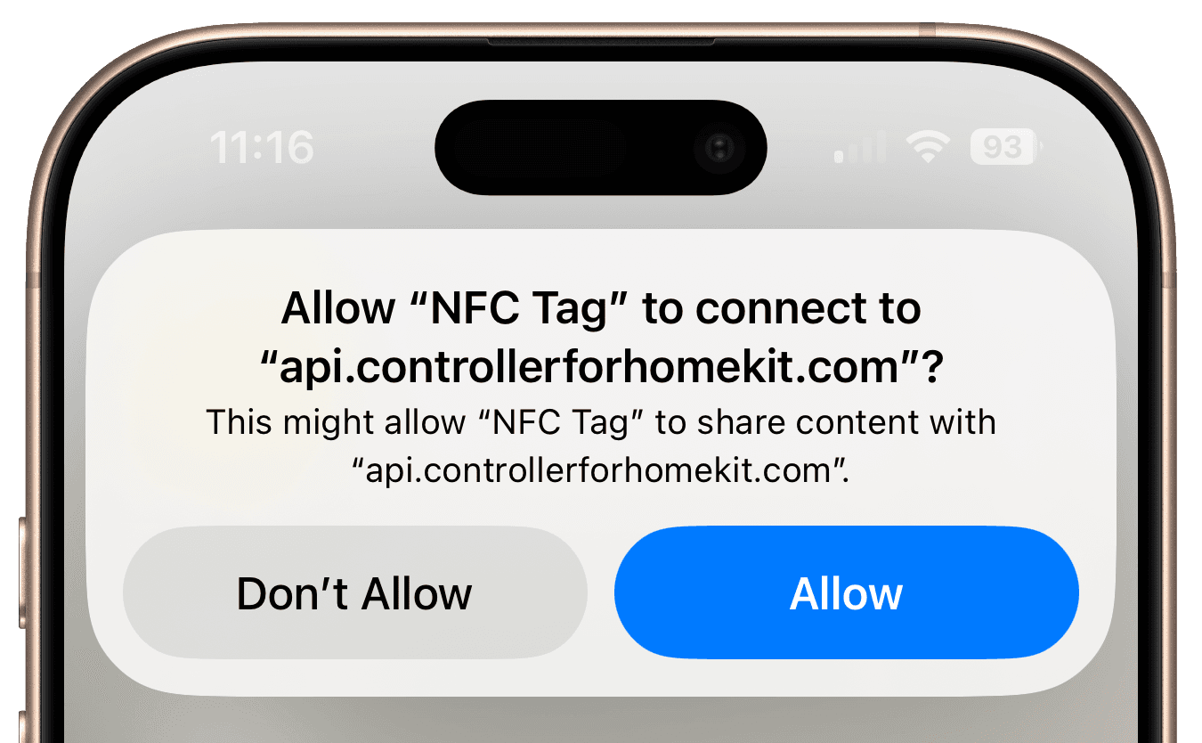 NFC shortcut setup for quick room access in Controller