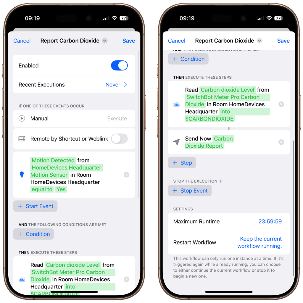 Final workflow overview with accessory value in notification