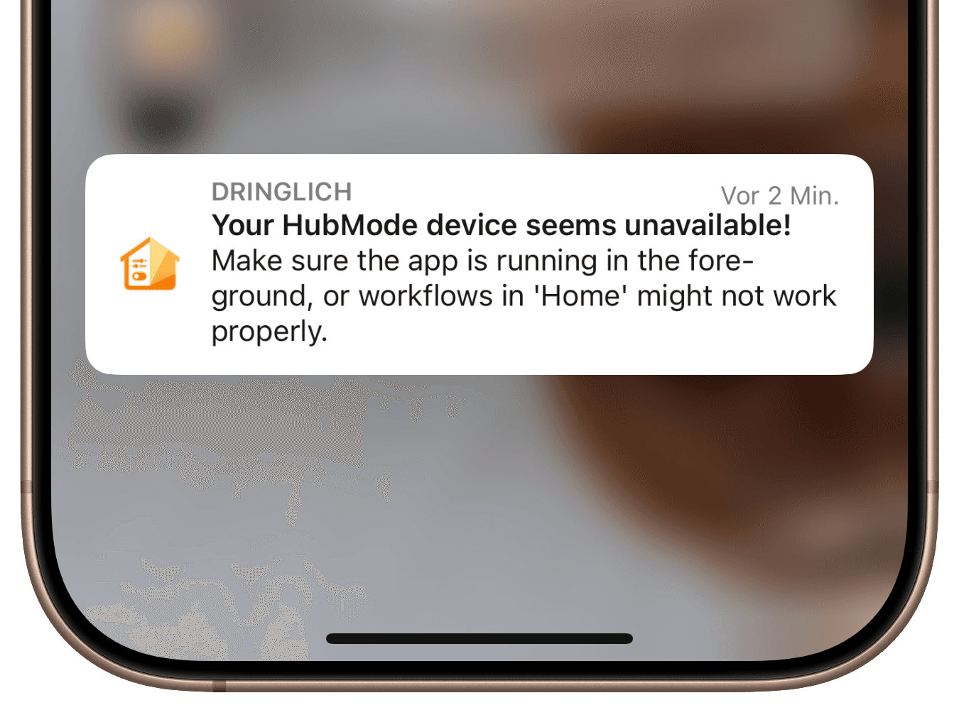 Controller Hub unavailable notification on iPhone