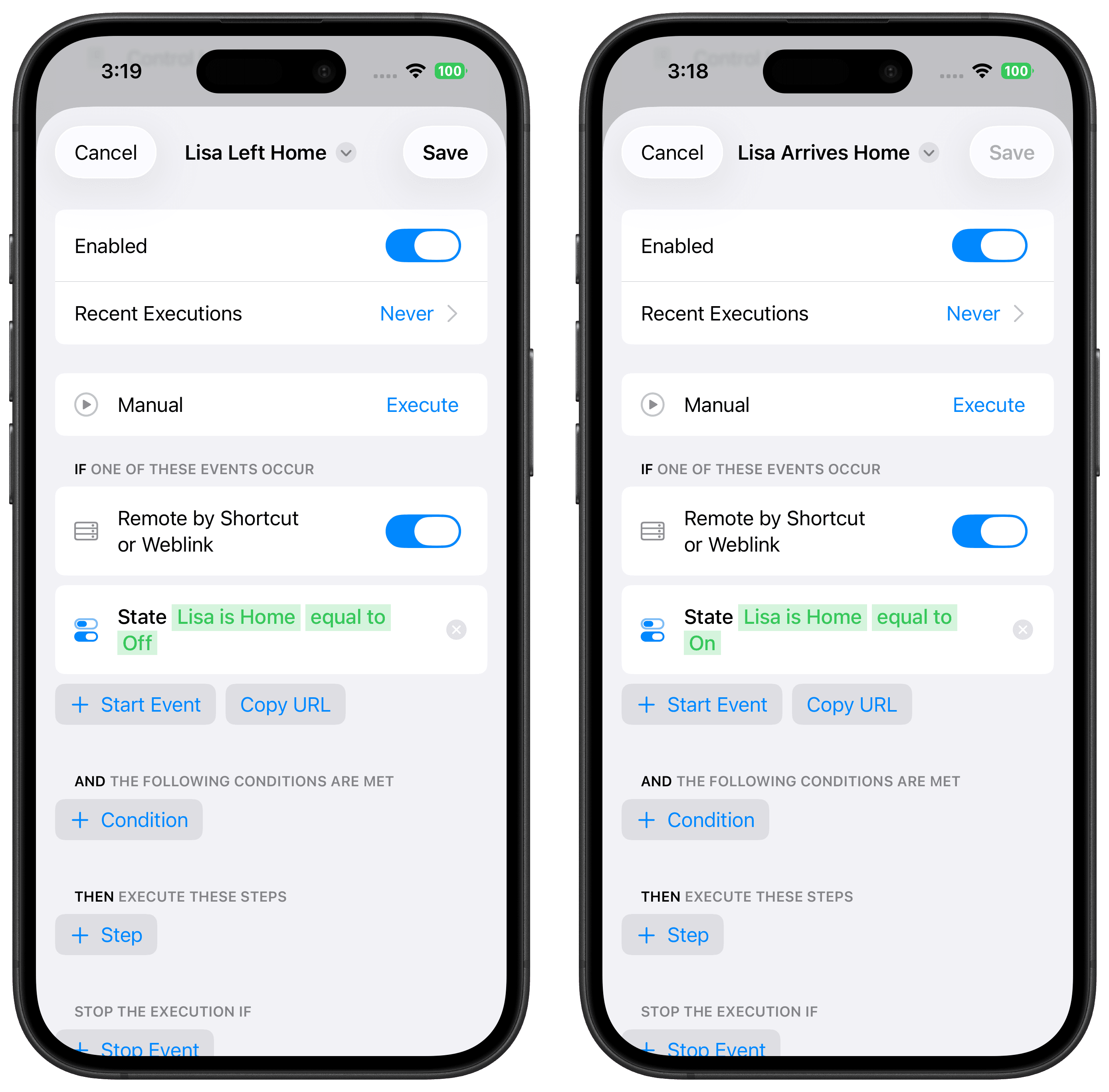 Workflow triggered by one person presence state
