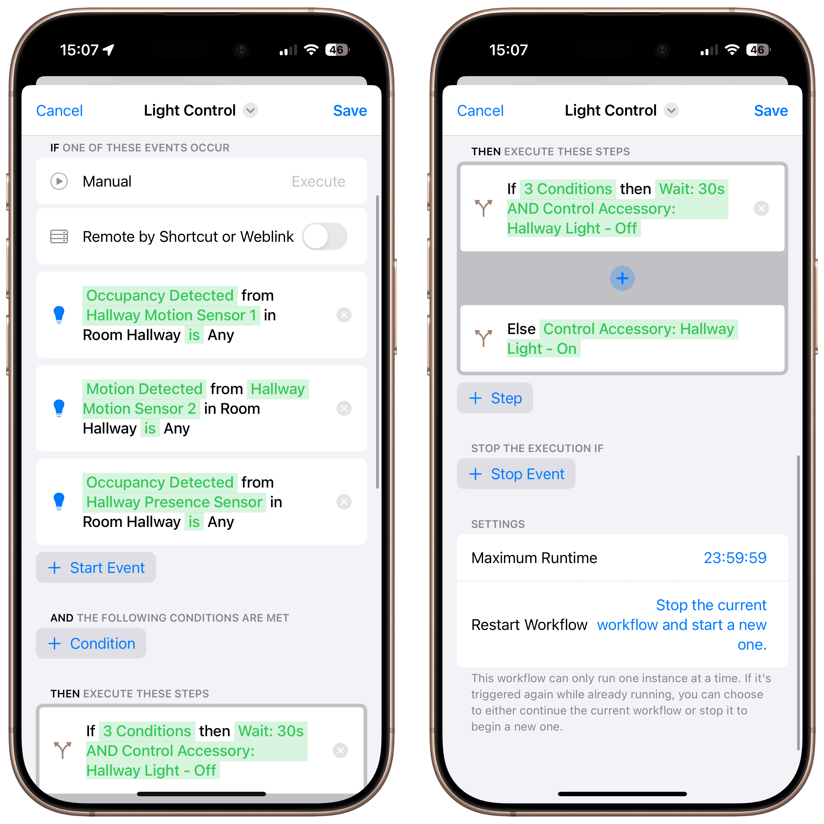 Final workflow overview for multiple motion sensors