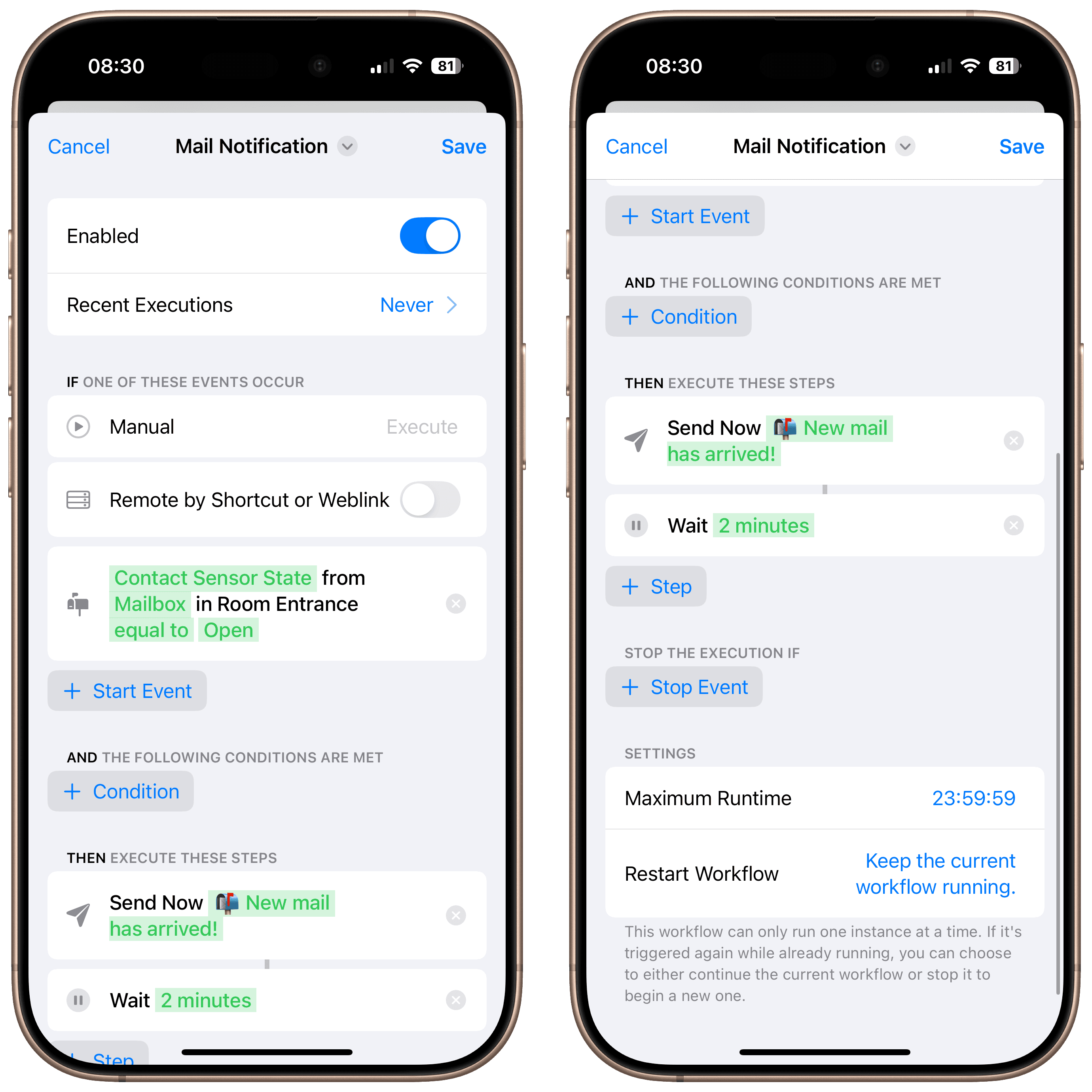 Final overview of new mail notification workflow