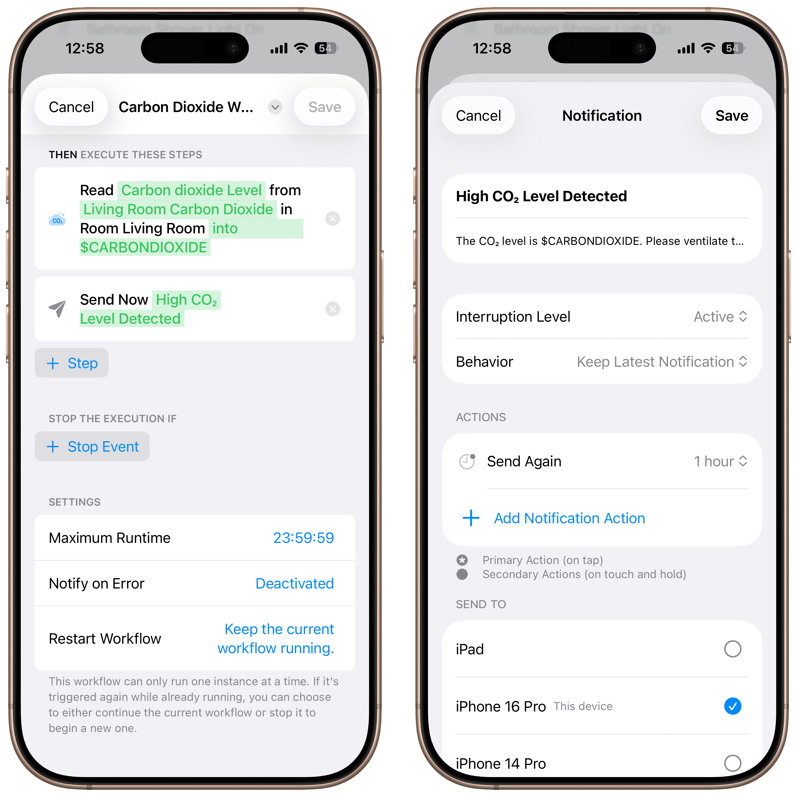 Notification workflow configuration with dynamic value