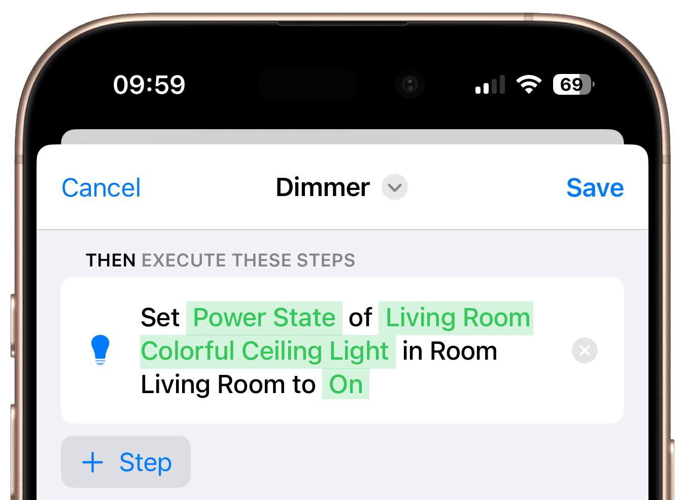 Control accessory step turning light on