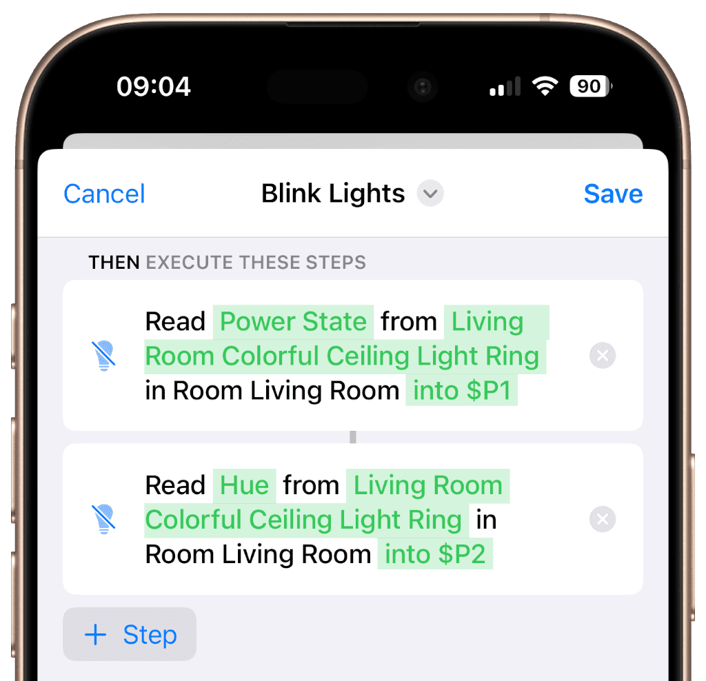 Workflow step for reading the current accessory state