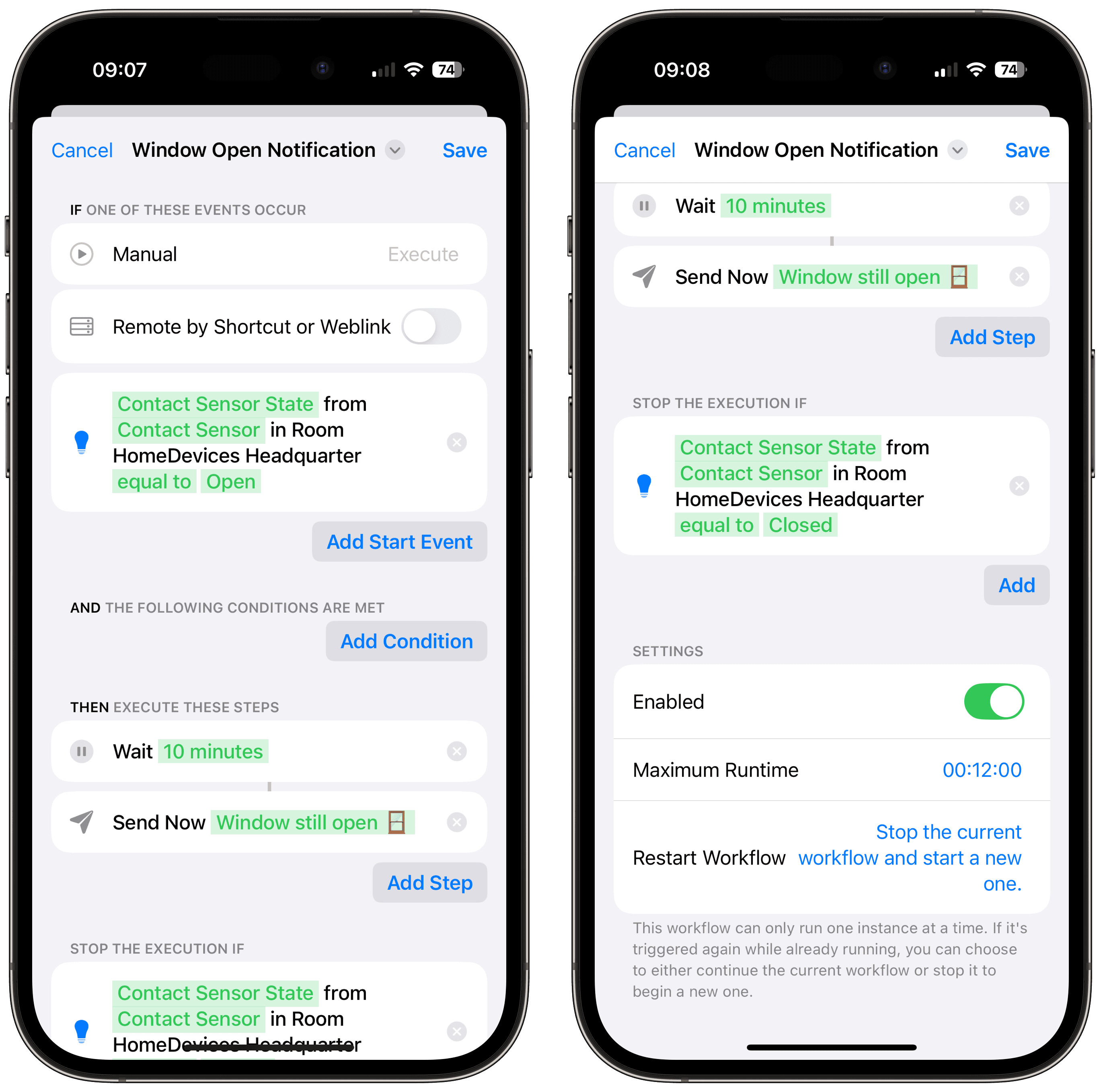 Wait and notification steps for open window reminder