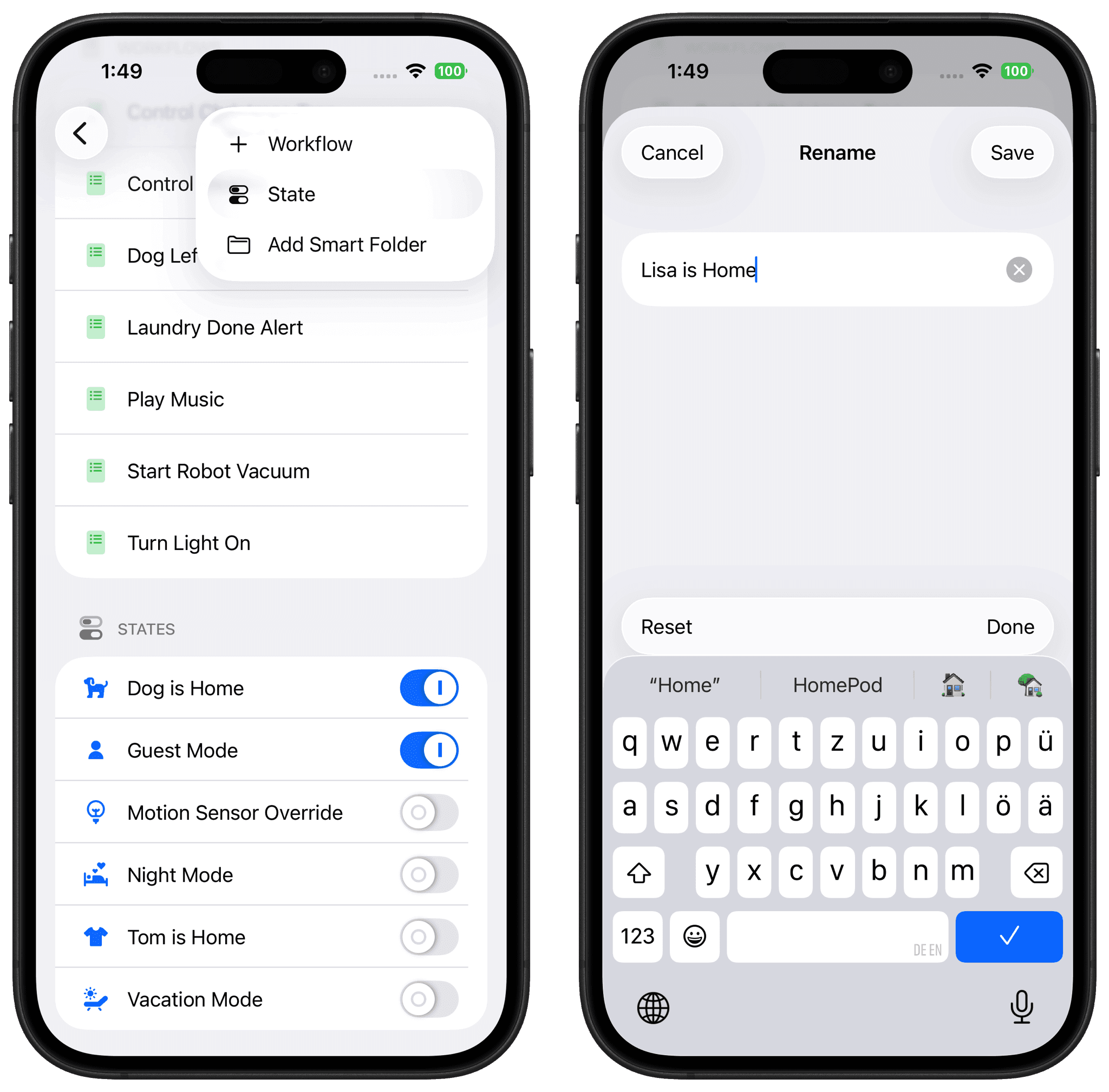 States setup for presence tracking