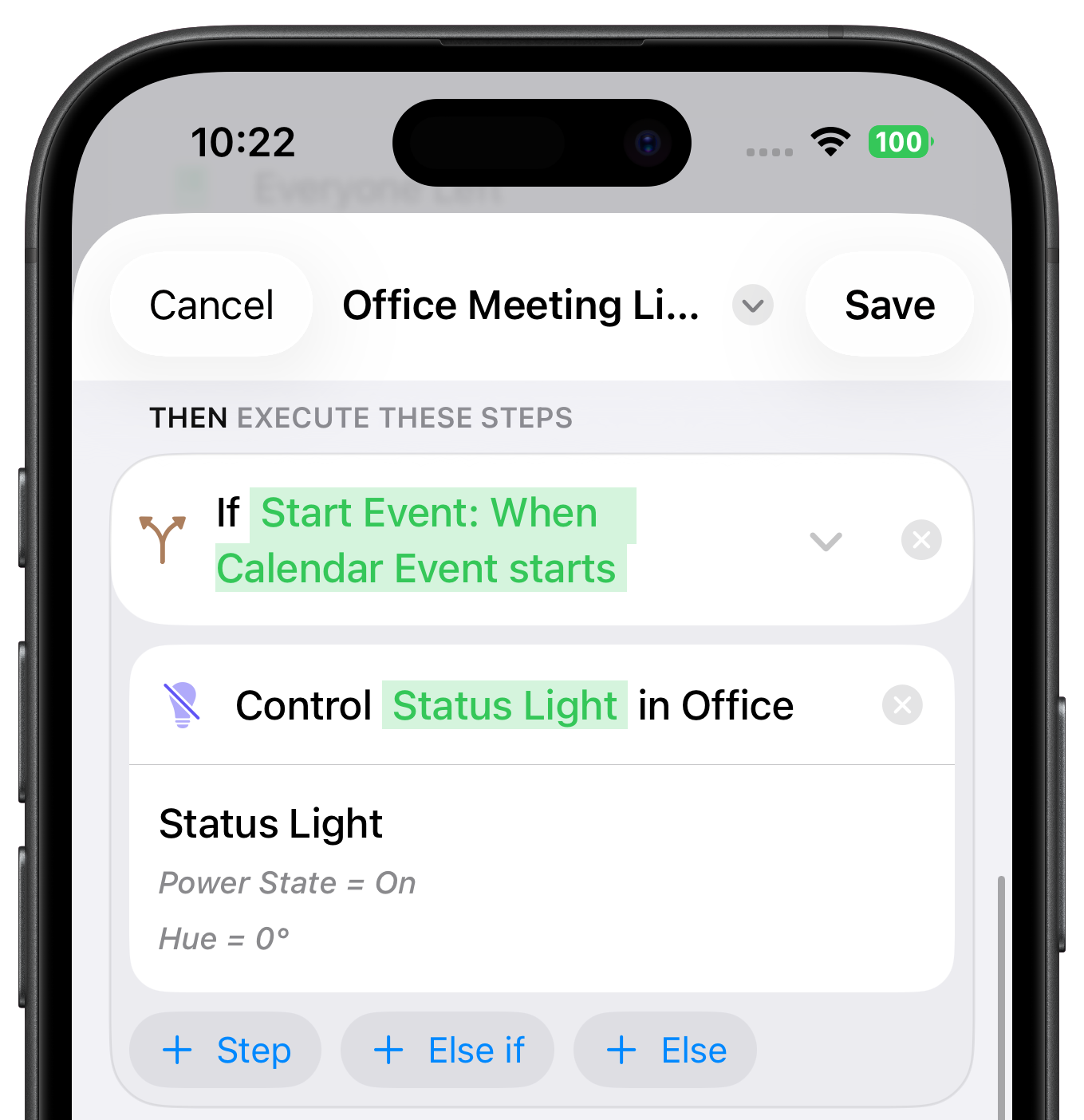 Control accessory step with red light