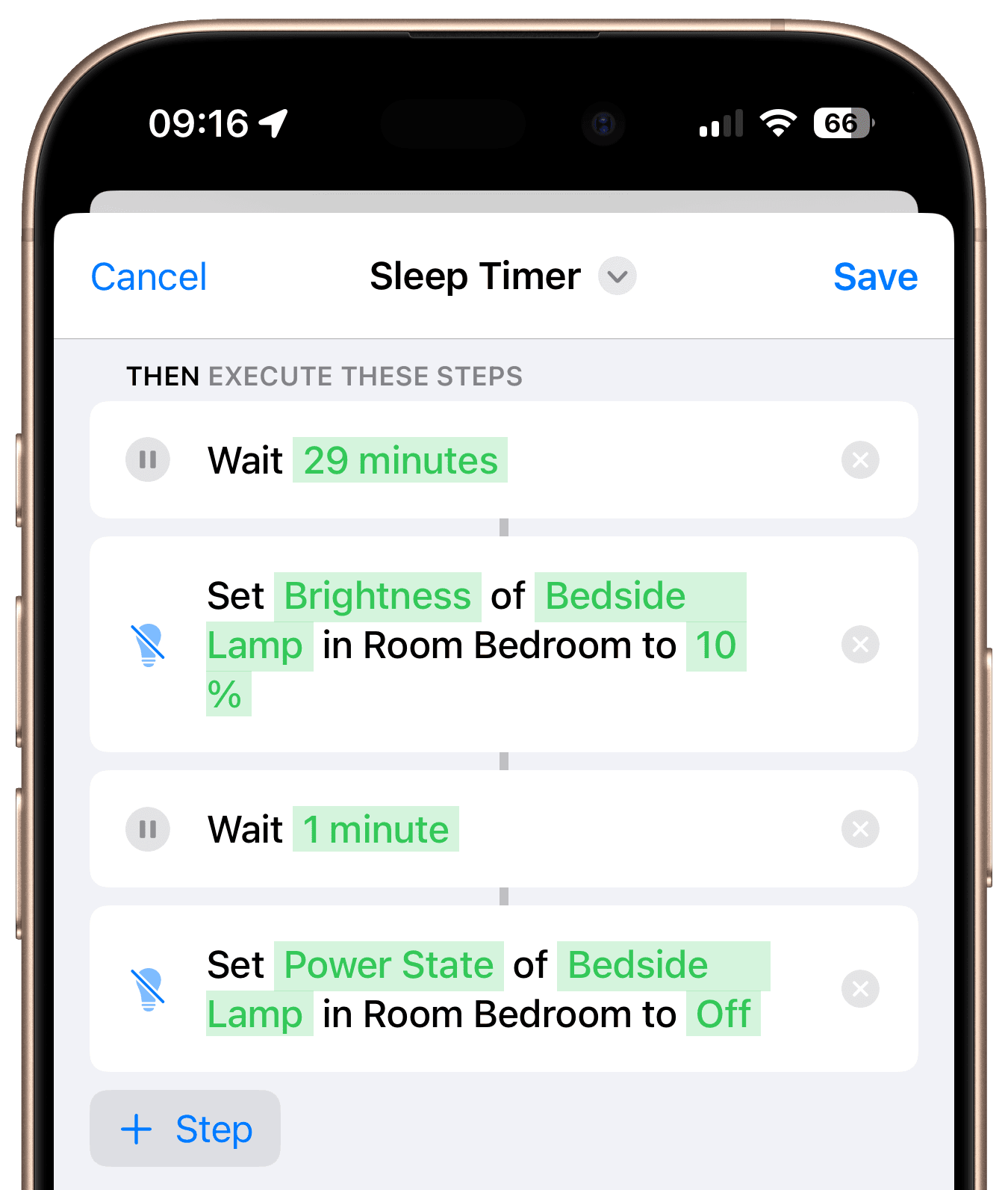 Bonus tip configuration for sleep timer warning light